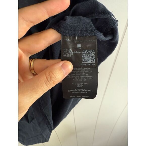 G-Star Raw Organic Cotton Sustainable Graphic 5 Slim T-Shirt Size XXL Navy - Picture 7 of 12